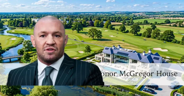 Aerial exterior view of Conor McGregor house known as The Paddocks at the K Club in Kildare, Ireland.