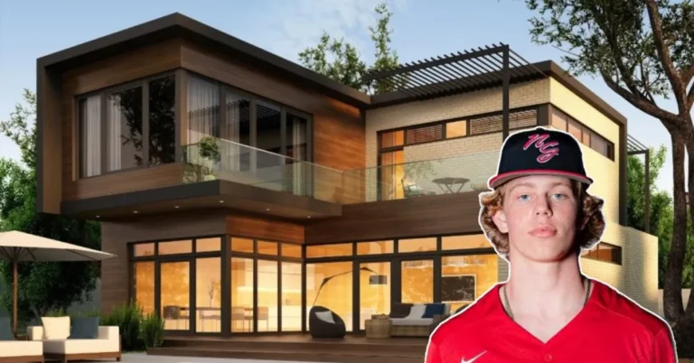 Brett House Baseball hitting during a game, showcasing his smooth swing and batting power.