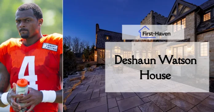 Deshaun Watson's luxury mansion in Hunting Valley, Ohio, showcasing a stunning stone exterior and spacious patio design.
