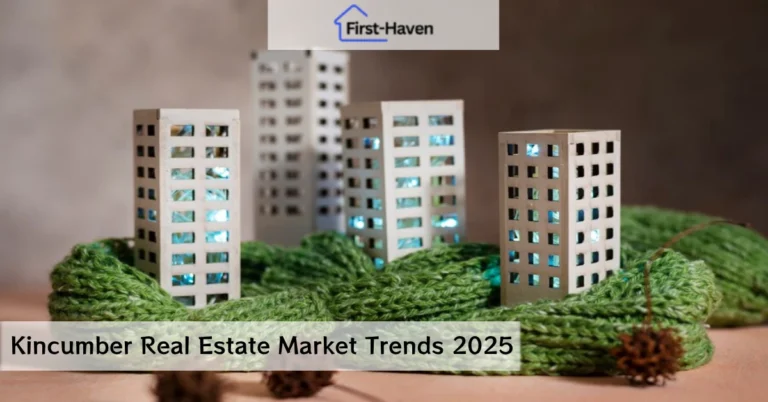 Miniature apartment buildings on green landscape showcasing Kincumber Real Estate Market Trends 2025 with First-Haven's expert property analysis.