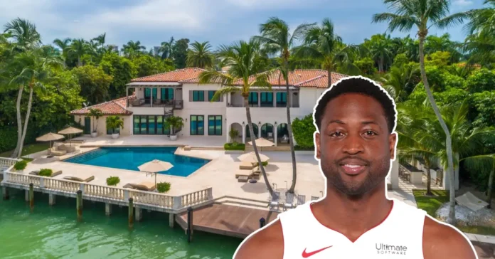 Dwyane Wade House with waterfront views, luxury pool, and tropical vibes, showcasing the NBA star’s impressive Miami property.
