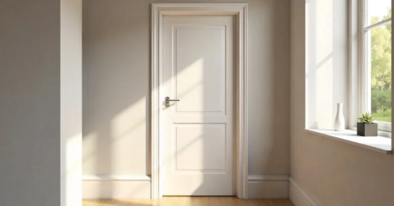 34x80 interior door installed in modern home hallway with white trim and hardwood floors