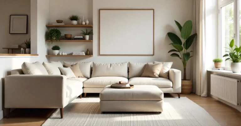 Modern living room interior demonstrating Insetprag design principles with stylish functional furniture and smart storage solutions