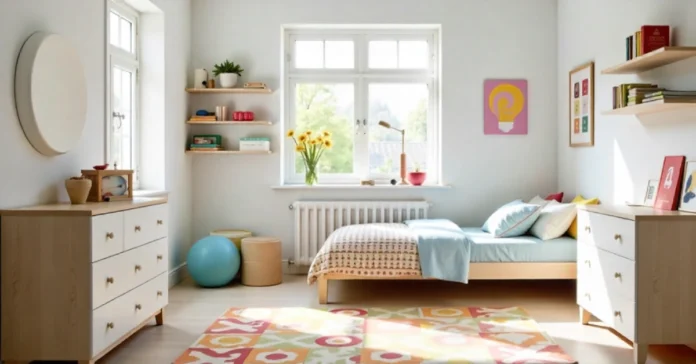 Cozy kids bedroom setup featuring modern Kids Room Essentials ththomedec furniture and soft pastel décor.
