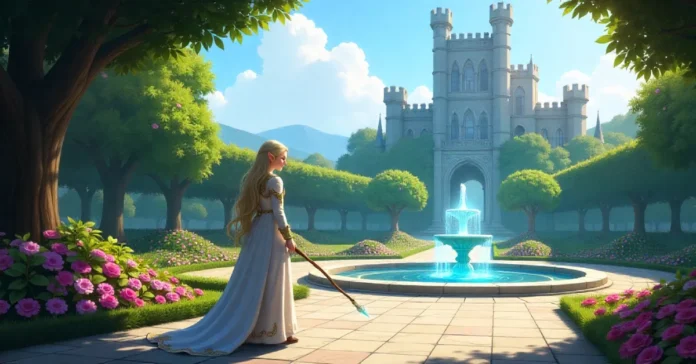 Talk to Eirawinn Mabinogi in Castle Garden Talk to Eirawinn Mabinogi in Castle Garden near Tara Castle fountain glowing with magical light.