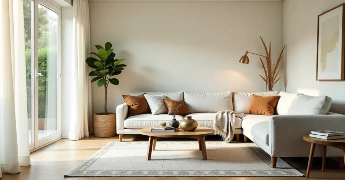 TheHomeTrotters .com Home Decor Ideas Cozy modern living room styled with plants, books, and textures — inspired by TheHomeTrotters .com Home Decor Ideas.