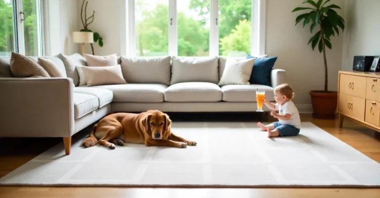 Modern living room featuring Wyatt and Ash Washable Rugs — perfect blend of style and practicality.