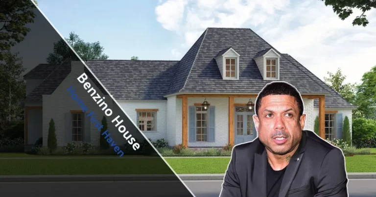 Front view of the Benzino House in Atlanta showing modern design and a private, upscale residential setting.