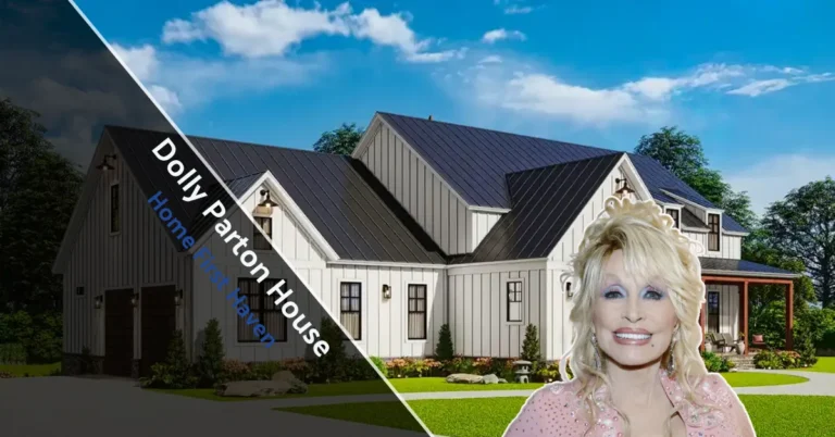 Aerial view of Dolly Parton House in Brentwood, TN – white estate on 63 acres with barns and rolling hills.