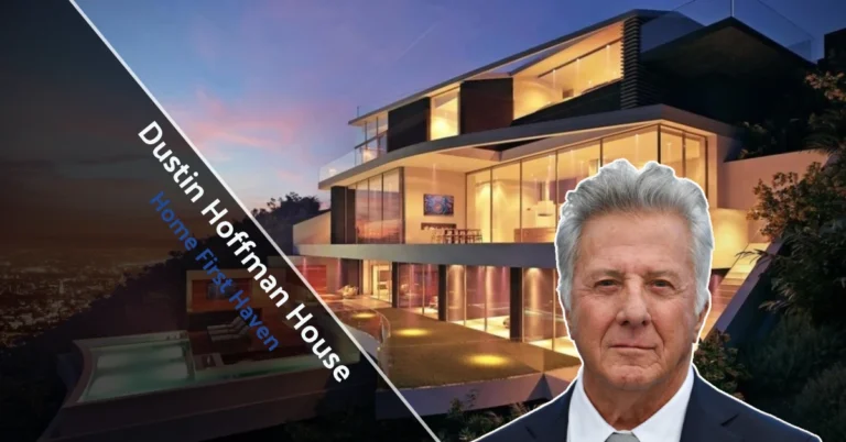 Front view of the Dustin Hoffman House with classic architecture and lush green surroundings.