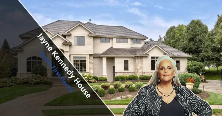 Exterior view of the Jayne Kennedy house in Wickenburg, Arizona, highlighting its serene desert setting and warm Southwestern design.