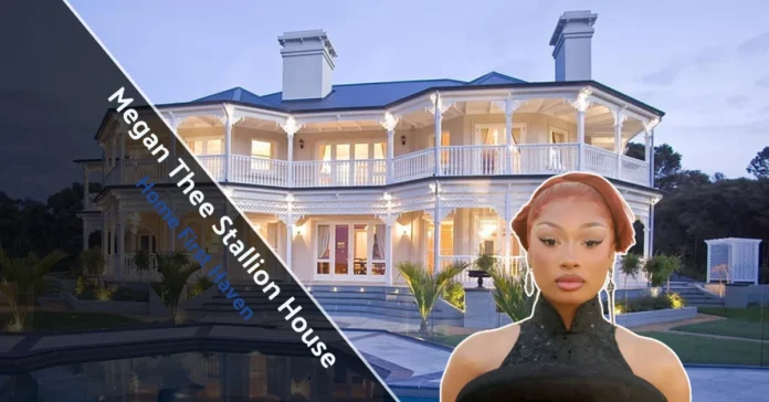 Front view of Megan Thee Stallion House featuring modern architecture and luxury décor elements.