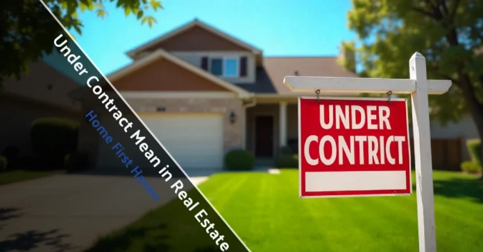 House with under contract sign explaining what under contract mean in real estate for home buyers and sellers today