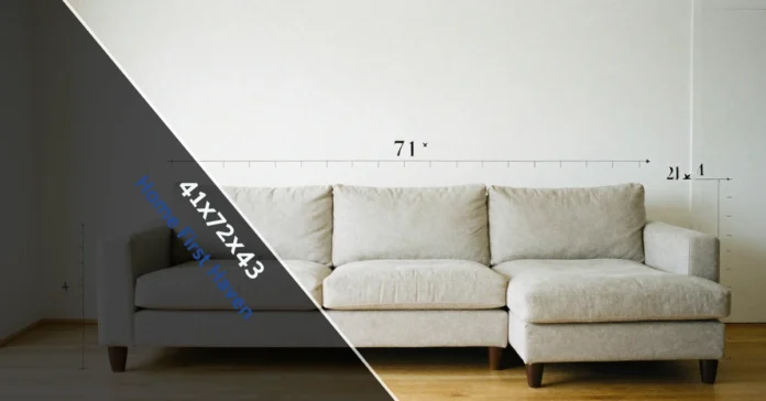 41x72x43 Illustration showing 41x72x43 furniture dimensions with clear measurements to help users plan space and ensure proper fit.