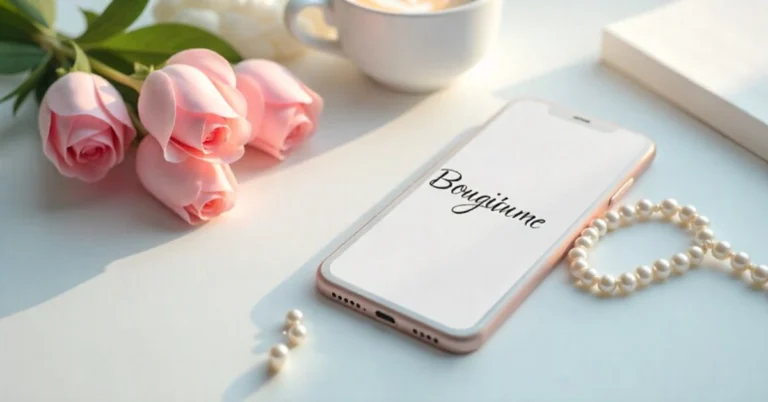 BougieBunna aesthetic username displayed on smartphone with soft pink background and luxury lifestyle elements