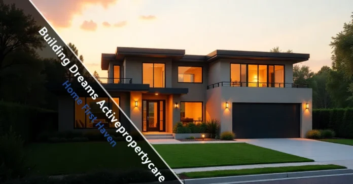 Modern dream home exterior with Building Dreams Activepropertycare quality design and maintained landscaping at sunset