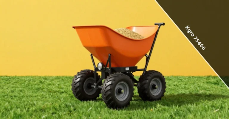 Kgro 75466 broadcast spreader with adjustable settings on green lawn for even fertilizer distribution