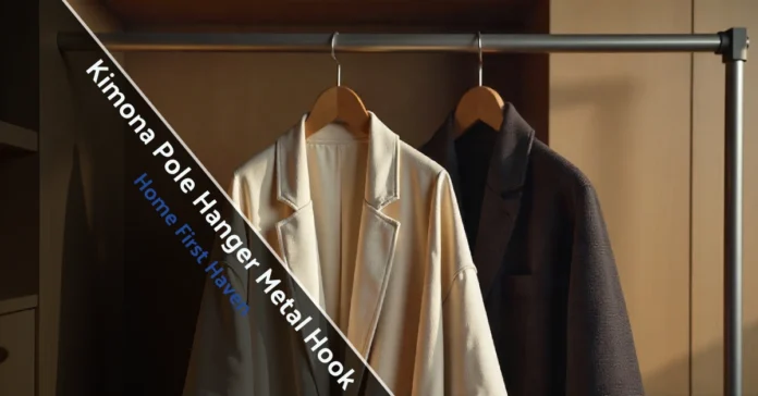 Kimona Pole Hanger Metal Hook Kimona Pole Hanger Metal Hook holding heavy coat securely, preventing wrinkles and shoulder damage in closet storage.