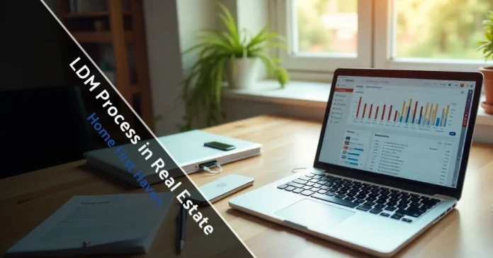 LDM Process in Real Estate Diagram explaining LDM Process in Real Estate showing document management, compliance, security, and faster transactions.