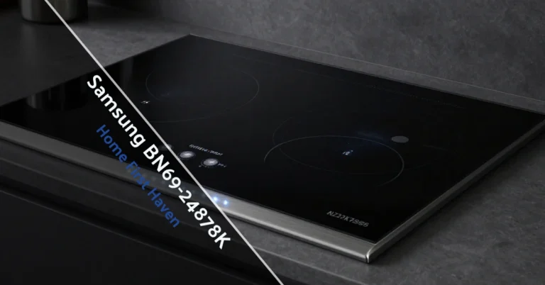 Samsung BN69-24878K induction cooktop with FlexZone, Virtual Flame LEDs and sleek smart controls in a modern kitchen.