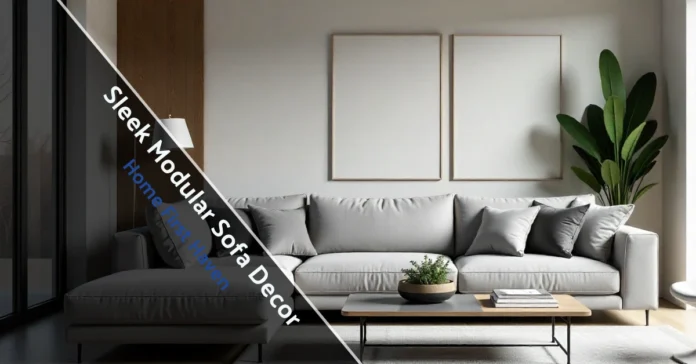 Sleek Modular Sofa Decor Sleek modular sofa decor in modern living room with L-shape gray sofa and minimalist coffee table setup