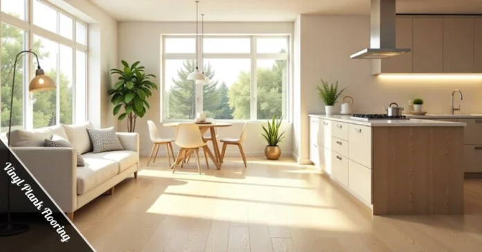 Vinyl Plank Flooring in a modern living room showing realistic wood look and durable waterproof floor design