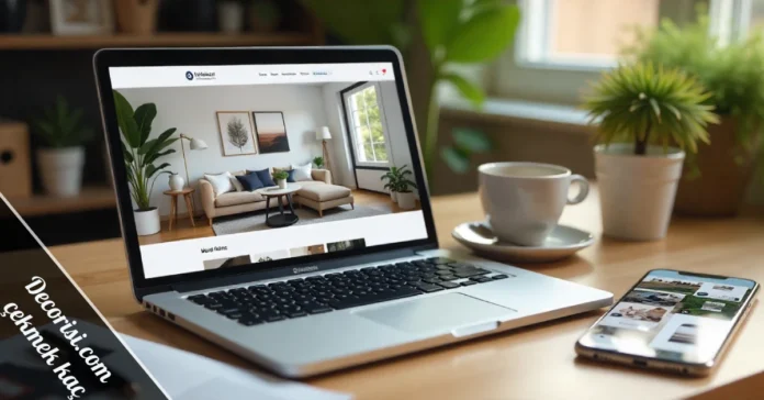 Decorisi.com çekmek kaç download guide showing laptop with home décor website and design inspiration tools on desk