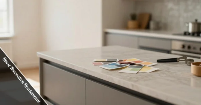 House renovation heartomenal project showing modern kitchen and living space with natural materials and warm design