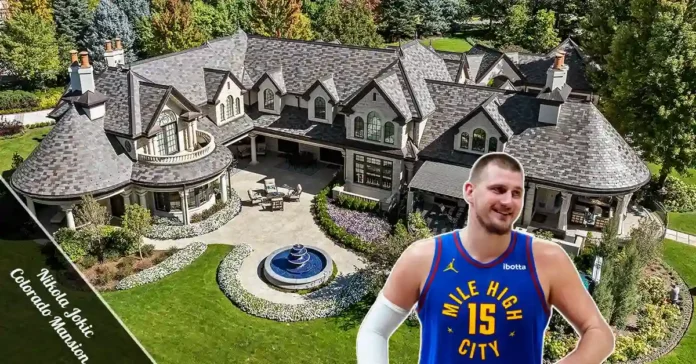 Nikola Jokic Colorado mansion front view featuring modern architecture and private gates in Cherry Hills Village estate