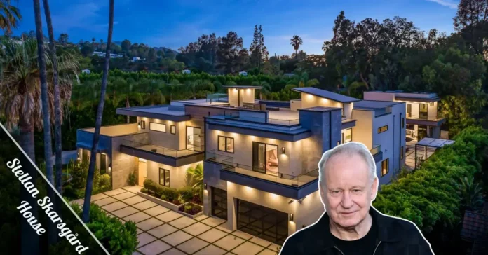 Stellan Skarsgård House exterior in Stockholm featuring Scandinavian design, wooden elements & large windows