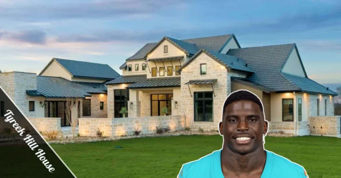 Tyreek Hill house front exterior view showing European architecture at $7M Southwest Ranches Florida mansion entrance.