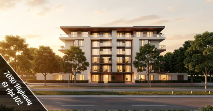 Modern apartment at 7080 Highway 61 Apt 102 with open layout, large windows, and stylish interiors in Kimaree community.