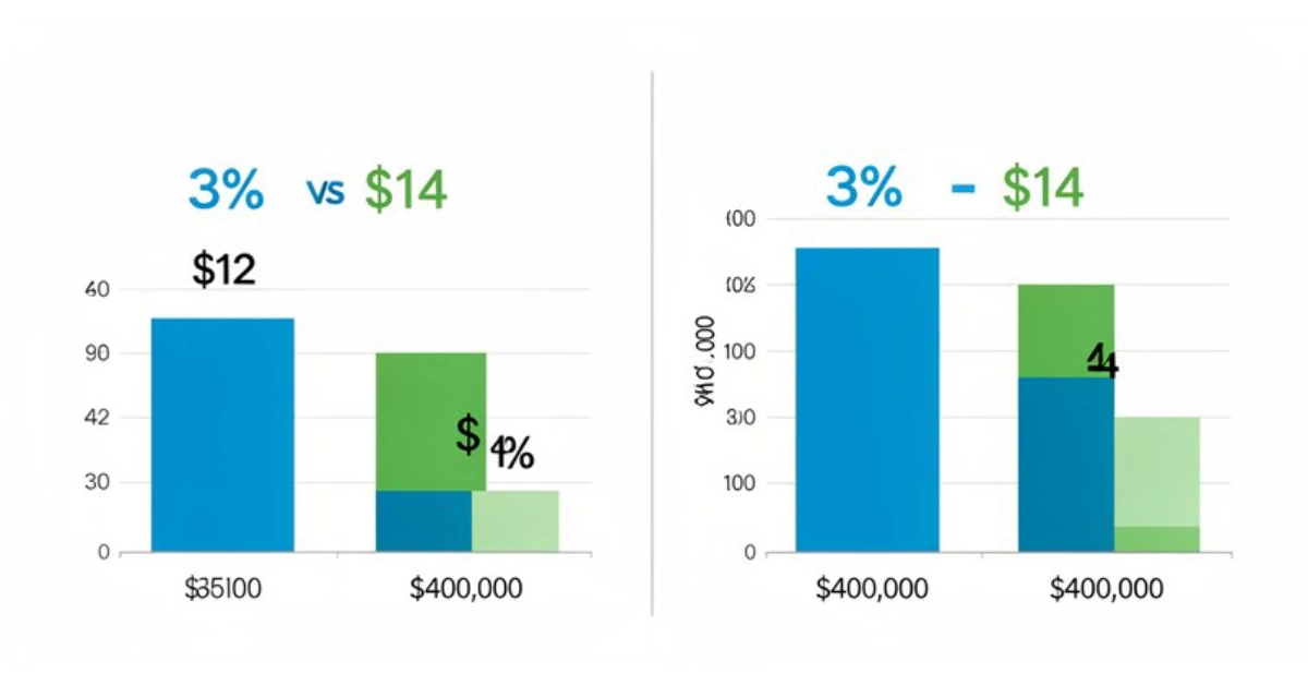 Commission savings comparison chart showing traditional vs low commission real estate agent fees