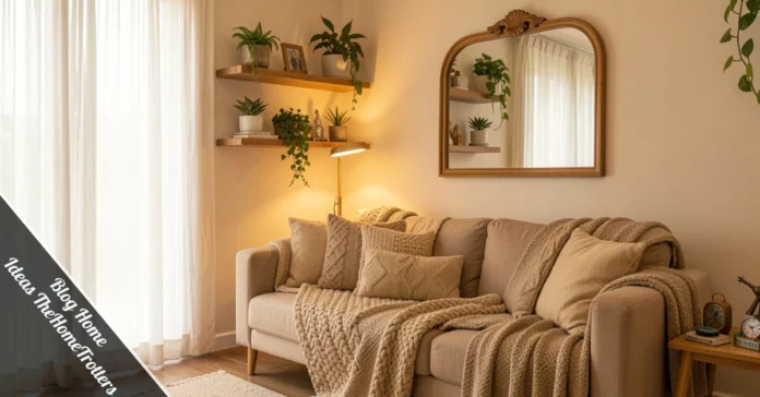 Blog home ideas thehometrotters cozy living room decor with plants and warm lighting.