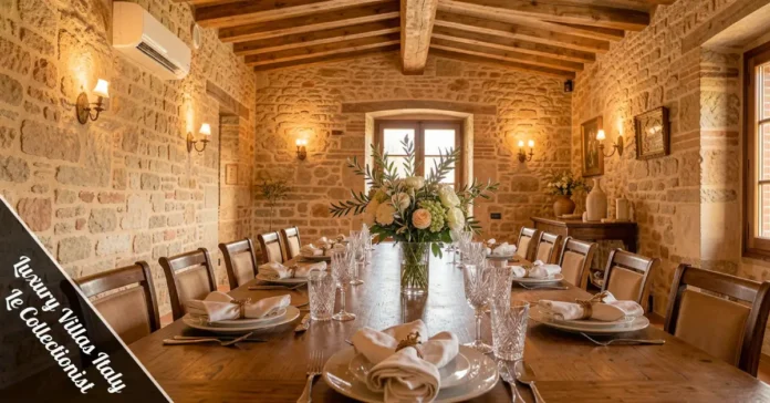 Stone villa with infinity pool at sunset — luxury villas Italy Le Collectionist Tuscany collection