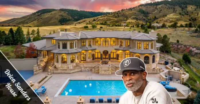 Deion Sanders House in Prosper Texas — massive luxury mansion with 14-bay garage, outdoor pool, and private pond on 8 acres.