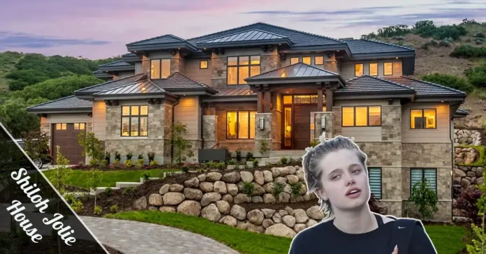 Shiloh Jolie House exterior view, a historic gated estate in Los Feliz, Los Angeles with mature trees and private grounds.