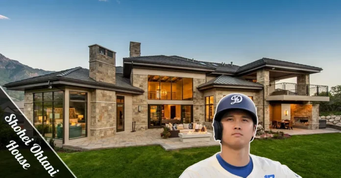 Shohei Ohtani House exterior view in La Canada Flintridge, California, surrounded by mature oak trees on a private hillside lot.