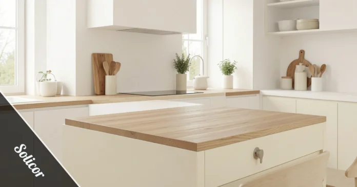 Solicor laminate kitchen countertop with clean color-matched edges and matte finish