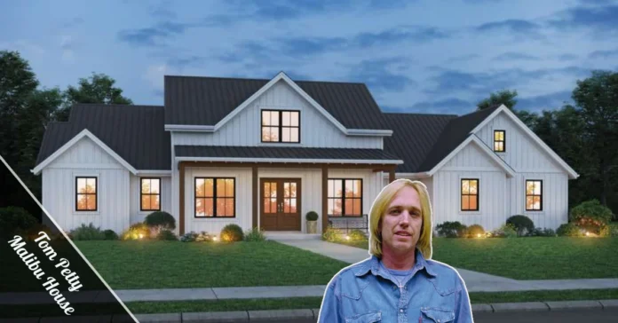 Exterior view of the Tom Petty Malibu House, a luxury oceanfront estate in Malibu California with stunning Pacific Ocean views.