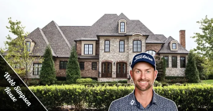 Webb Simpson house exterior — two-story brick home in Charlotte, North Carolina, featuring a large backyard and classic architecture.