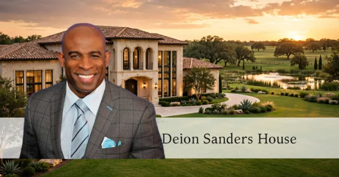Deion Sanders house Prosper mansion exterior with grand entrance