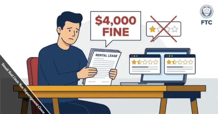 Tenant holds a lease with a Denali Real Estate non-disparagement clause and receives a $4,000 fine for honest online reviews