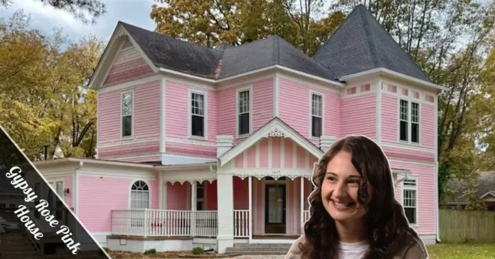Gypsy Rose Pink House in Springfield Missouri with wheelchair ramp and bright pink exterior visible from the street
