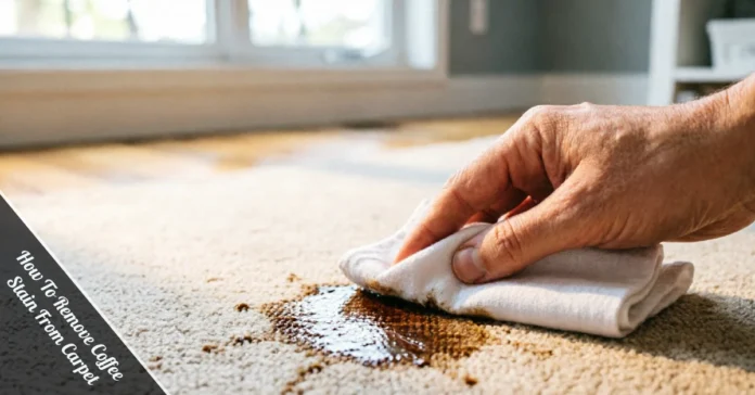 How to remove coffee stain from carpet using a cloth and cleaning solution