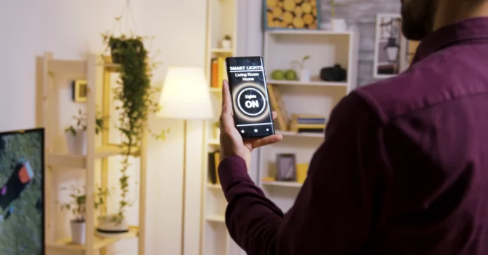 smart home system app used to control LED lights from phone