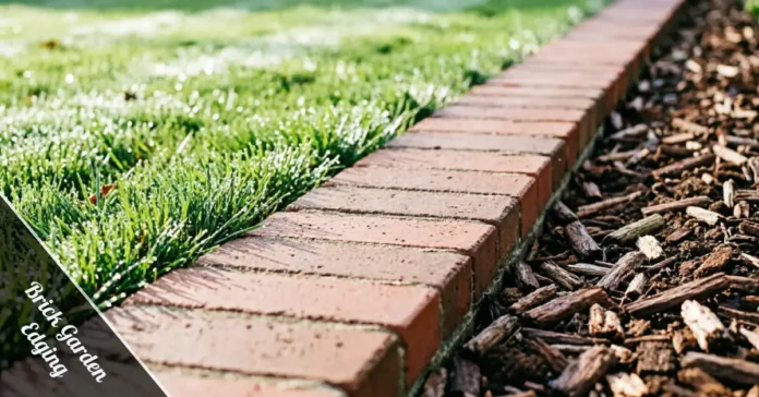 Brick Garden Edging border along a flower bed