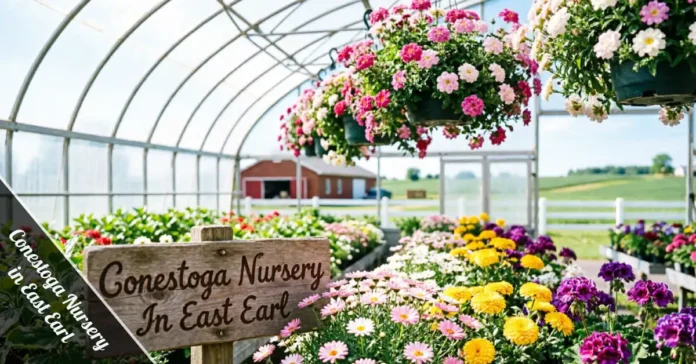 Rows of healthy annuals and perennials growing in the greenhouse at Conestoga Nursery In East Earl, Pennsylvania.