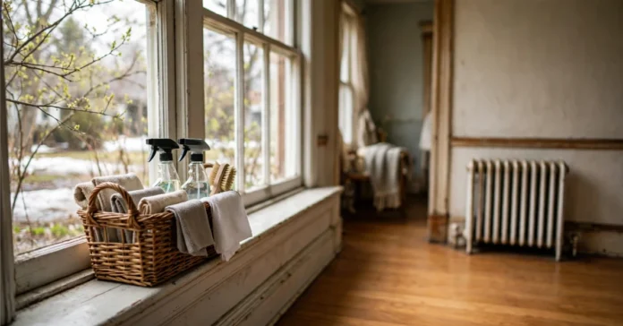 home cleaning Madison WI entryway during winter with salt and snow cleanup