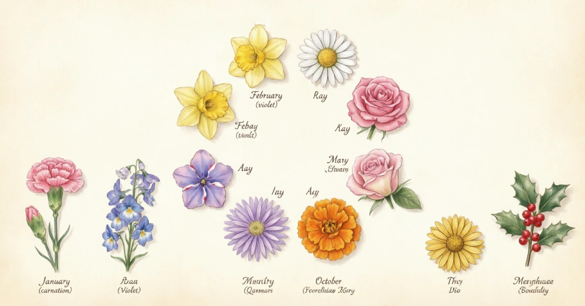 Birth month flowers meaning guide with symbolic blooms
